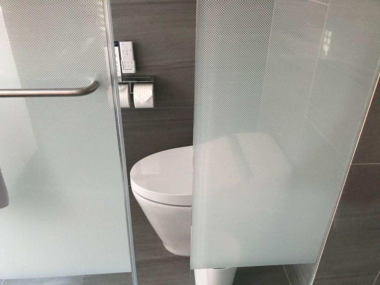 Minimalist toilet section in the modern bathroom at Dongdaemun Novotel Ambassador Hotel.